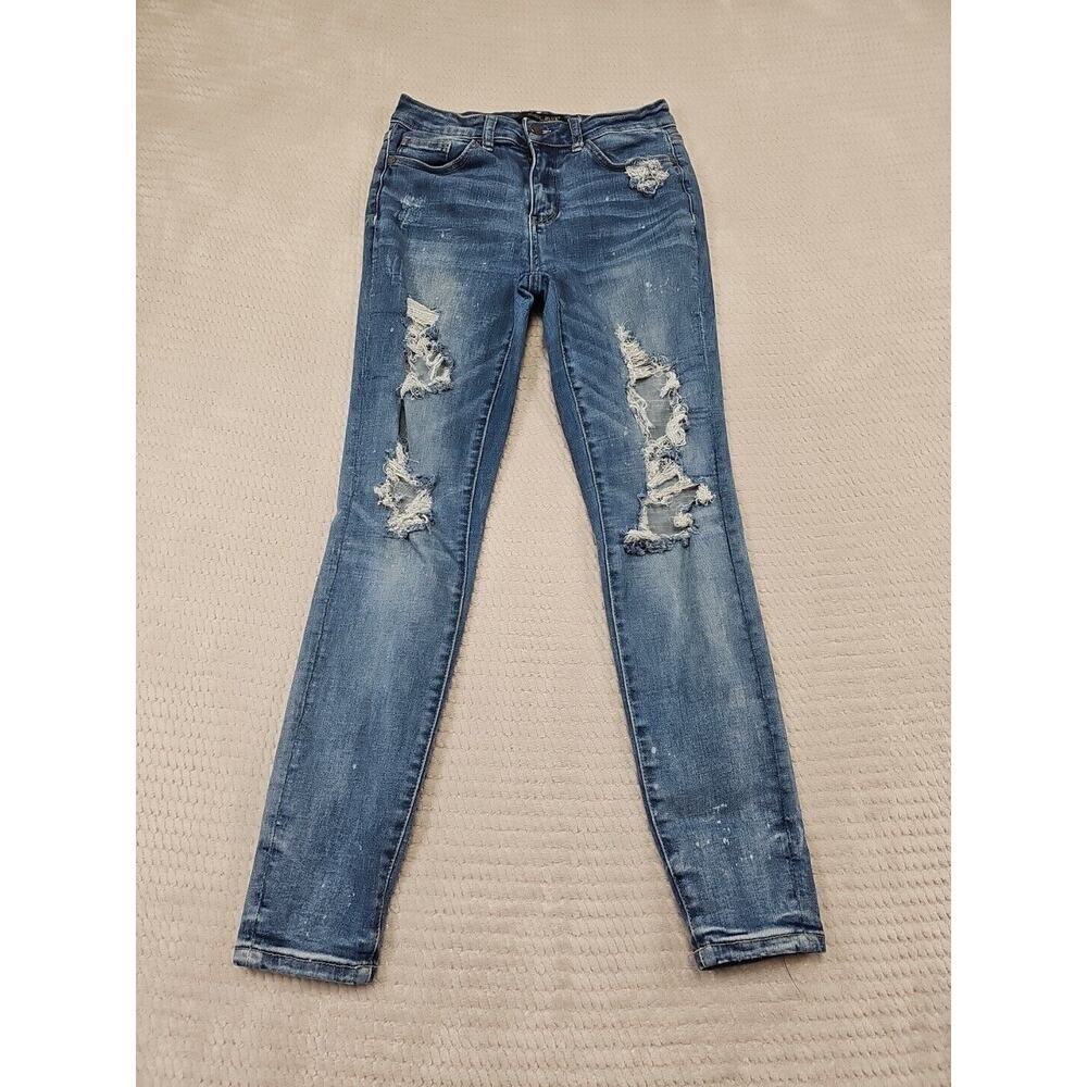 Judy Blue Jeans Womens 5 Skinny Fit Distressed Medium Wash Stretch